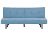 Sofa Bed Blue Fabric Upholstery 3 Seater Reclining Split Backrest Beliani