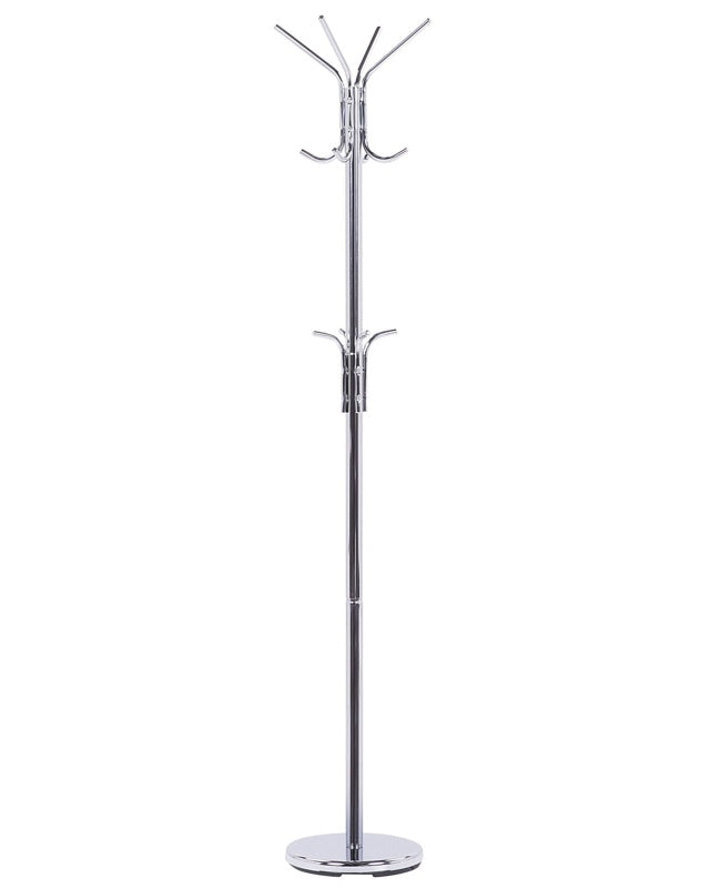 Coat Stand Silver Steel Freestanding Jacket Rack Glamour Industrial Hallway Beliani