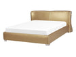 Waterbed Gold Leather Upholstered EU Double Size Modern Glamorous Design Curved Headrest Beliani