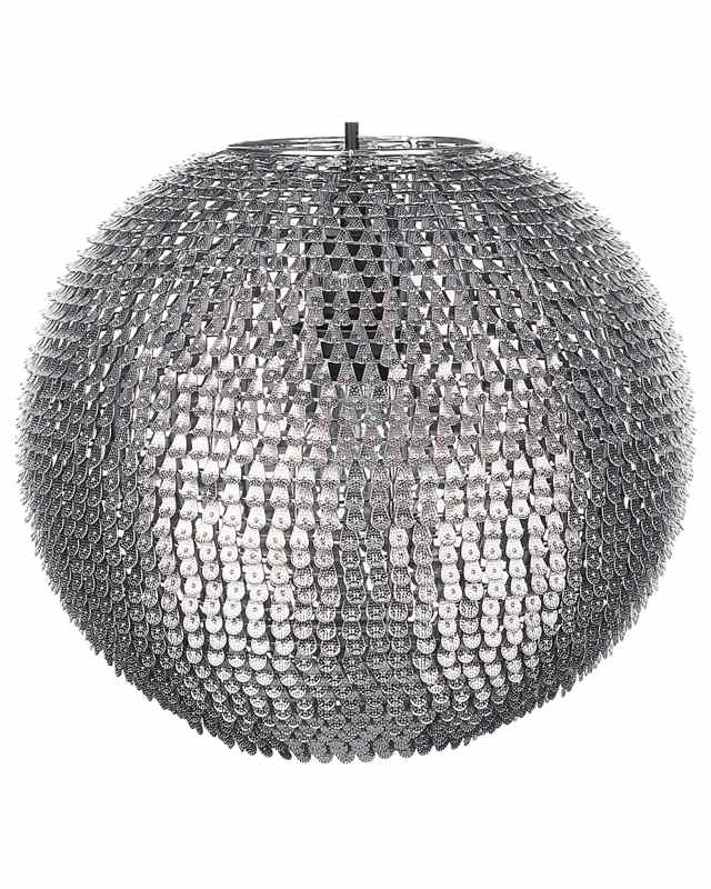 Pendant Light Silver Metal Globe Lamp Sparkle Scales Beliani