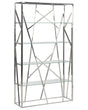 Bookcase Silver 4 Tempered Glass Tires Stainless Steel Frame 175 x 100 cm Glam Decorative Beliani