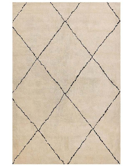 Area Rug Beige and Black Polyester 200 x 300 cm Geometric Diamond Pattern Modern Design Beliani