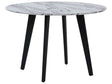 Dining Table Marble Effect Black Legs Round ø 110 cm MDF Tabletop Metal Legs Beliani