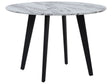 Dining Table Marble Effect Black Legs Round  110 cm MDF Tabletop Metal Legs Beliani