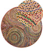 Modern Hippie Area Rug Multicoloured Pink Red Orange Blue Round 140 cm Cotton Braided Bedroom Living Room Beliani