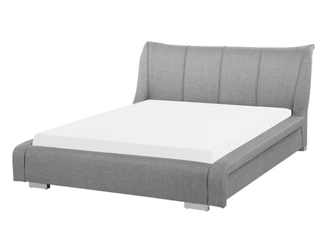 Waterbed Grey Fabric EU Double Size 4ft6 Accessories Wave Reduction Large Headboard Modern Beliani