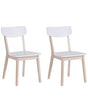 Set of 2 Dining Chairs White with Light Wood Legs Modern Retro Style Beliani