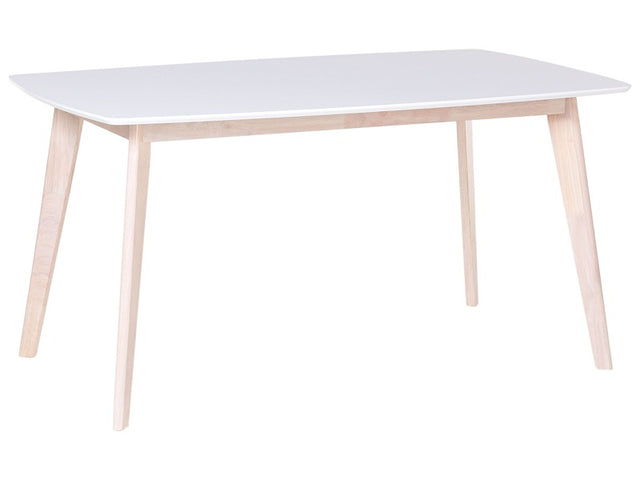 Dining Table White Wooden Legs 150 x 90 cm Rectangular Scandinavian Style Beliani