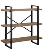 3 Tier Bookcase Dark Wood with Black Metal Frame Open Shelves Industrial Cross-Back Home Storage Minimalist Freestanding Unit Beliani