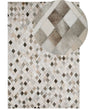 Area Rug Carpet Grey and Beige Leather Chequered 140 x 200 cm Rustic Modern Beliani