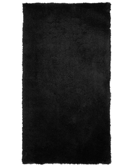 Shaggy Area Rug Black Cotton Polyester Blend 80 x 150 cm Fluffy Dense Pile  Beliani