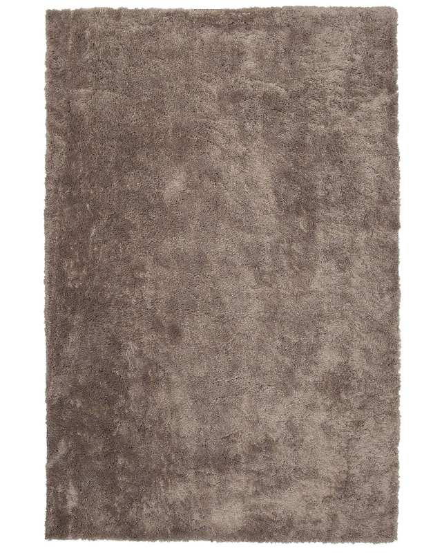 Shaggy Area Rug Light Brown Cotton Polyester Blend 140 x 200 cm Fluffy Dense Pile  Beliani