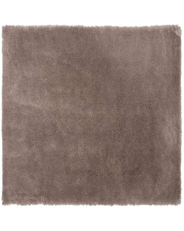 Shaggy Area Rug Light Brown Cotton Polyester Blend 200 x 200 cm Fluffy Dense Pile Beliani