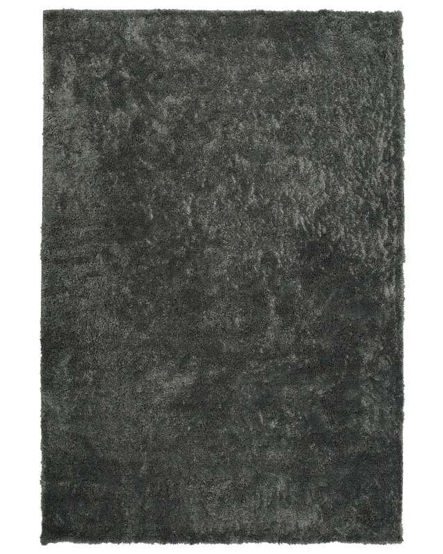 Shaggy Area Rug Dark Grey Cotton Polyester Blend 140 x 200 cm Fluffy Dense Pile  Beliani