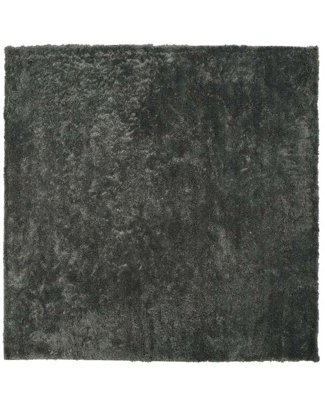 Shaggy Area Rug Dark Grey Cotton Polyester Blend 200 x 200 cm Fluffy Dense Pile Beliani