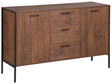 Sideboard Dark Wood and Black with Drawers Industrial Living Room Beliani