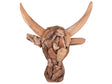 Decorative Wall Bull Head with Horns Light Wood Teak Wood 34 x 28 cm Rustic Beliani