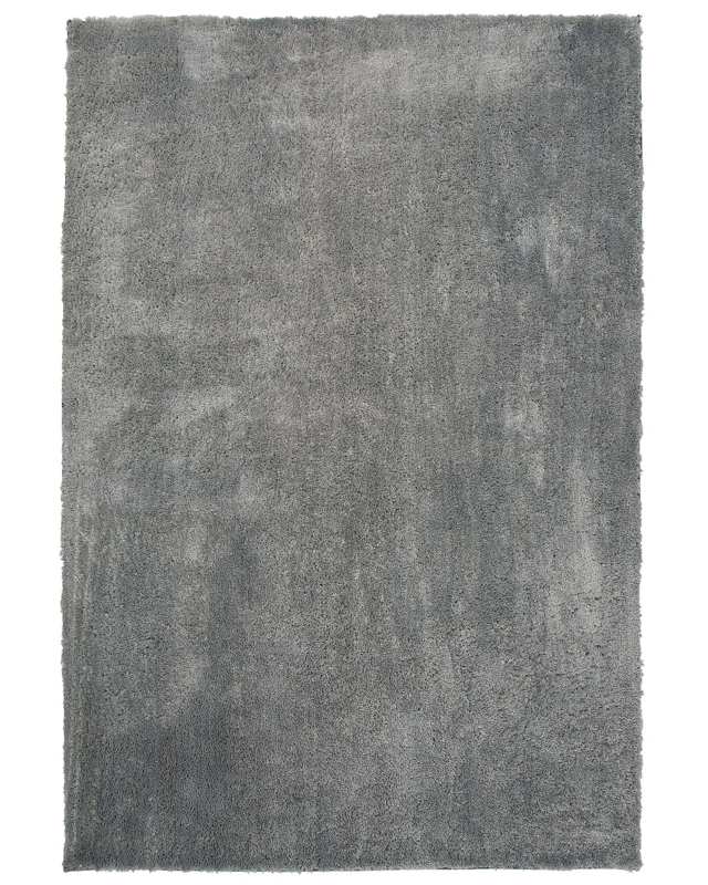 Shaggy Area Rug Grey Cotton Polyester Blend 140 x 200 cm Fluffy Dense Pile  Beliani