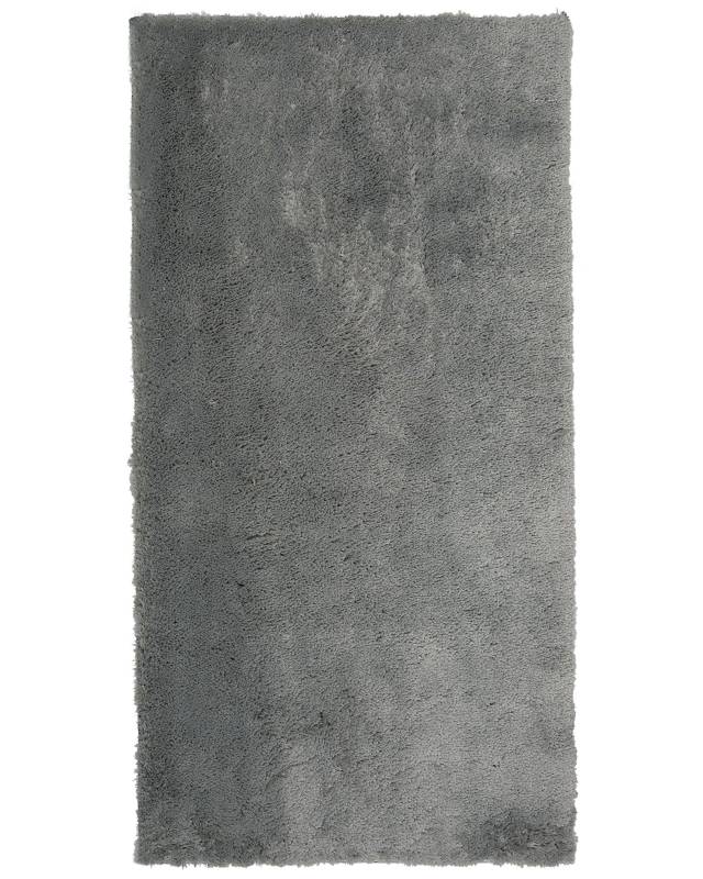 Shaggy Area Rug Grey Cotton Polyester Blend 80 x 150 cm Fluffy Dense Pile  Beliani