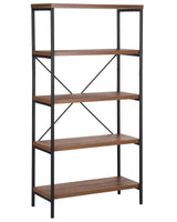 Industrial Open 4 Tier Bookshelf Dark Wood Black Metal Frame Brisbane Beliani
