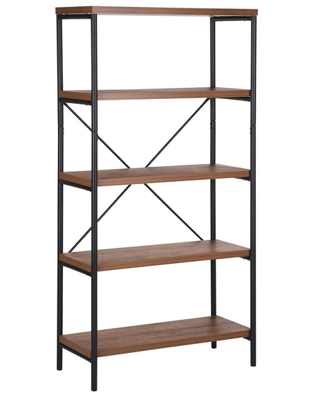 Industrial Open 4 Tier Bookshelf Dark Wood Black Metal Frame Brisbane Beliani