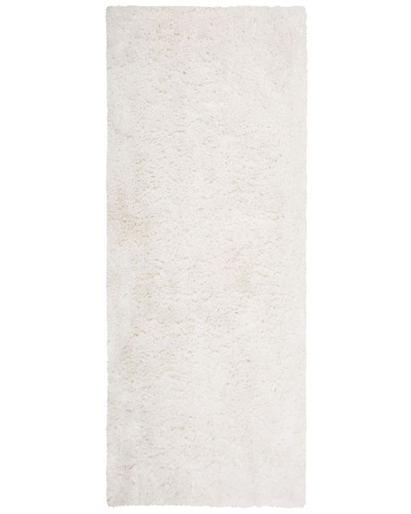 Shaggy Area Rug White Polyester 80 x 150 cm Hand Tufted Fluffy Dense Pile Modern Living Room Bedroom Beliani