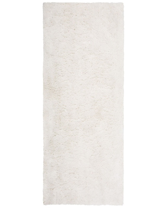 Shaggy Area Rug White Polyester 80 x 150 cm Hand Tufted Fluffy Dense Pile Modern Living Room Bedroom Beliani