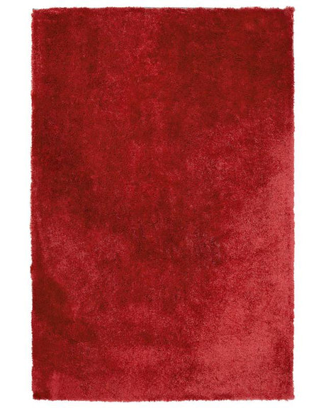 Shaggy Area Rug Red Cotton Polyester Blend 160 x 230 cm Fluffy Dense Pile  Beliani