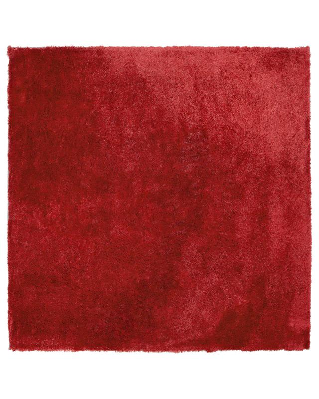 Shaggy Area Rug Red Cotton Polyester Blend 200 x 200 cm Fluffy Dense Pile  Beliani