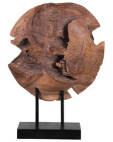 Decorative Figurine Fish Light Wood Teak 41 x 31 cm Rustic Style Beliani