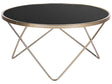 Coffee Table Black Tempered Glass Top Gold Metal Hairpin Legs ø 80 cm Round Shape Beliani