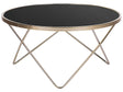 Coffee Table Black Tempered Glass Top Gold Metal Hairpin Legs  80 cm Round Shape Beliani