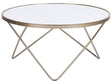 Coffee Table White Tempered Glass Top Gold Metal Hairpin Legs ø 80 cm Round Shape Beliani