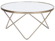 Coffee Table White Tempered Glass Top Gold Metal Hairpin Legs  80 cm Round Shape Beliani