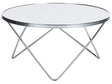 Coffee Table White Tempered Glass Top Silver Metal Hairpin Legs  80 cm Round Shape Beliani