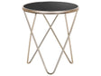 Side Table Black Tempered Glass  50 cm Top Gold Metal Hairpin Legs Round Shape Beliani