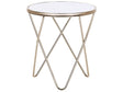 Side Table White Tempered Glass Top Gold Metal ø 50 cm Hairpin Legs Round Shape Beliani