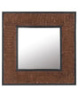 Decorative Wall Mirror Dark Wood Teak 60 x 60 cm Rustic Style Beliani