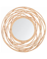 Wall Mirror Beige Rattan  75 cm Decorative Hallway Boho Beliani