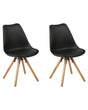 Set of 2 Dining Chairs Black Faux Leather Seat Sleek Wooden Legs Beliani