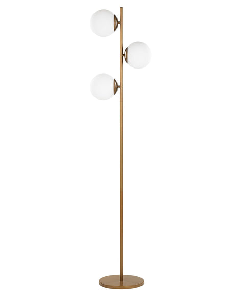 Floor Lamp Gold Metal 3 Round White Shades Beliani