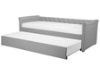 Trundle Bed Grey Fabric Upholstery EU Single Size Guest Underbed Beliani