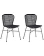 Set of 2 Dining Chairs Black Rattan Wicker Metal Frame Rustic Indoor Boho Design Beliani