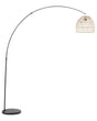 Floor Lamp Black Metal Arc 195 cm with Rattan Shade Beliani