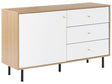 Sideboard Light Wood with White 118 x 40 cm 3 Drawer 1 Cabinet Scandinavian Glam Beliani