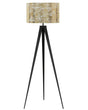 Floor Lamp Gold Polycotton 156H cm Black Metal Tripod Legs Drum Shade Modern Beliani