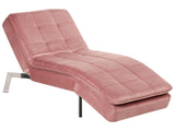 Chaise Lounge Pink Velvet Tufted Adjustable Back and Legs Modern Glam Beliani