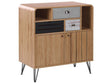 Sideboard Light Wood Finish 80 x 40 x 87 cm Retro 2 Doors Cabinet with 3 Drawers Beliani