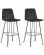 Set of 2 Bar Chairs Black Rattan Wicker Metal Frame Rustic Indoor Boho Design Beliani