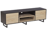 TV Cabinet Dark and Light Wood TV up to 65 Storage Shelves Drawers Cable Management Beliani